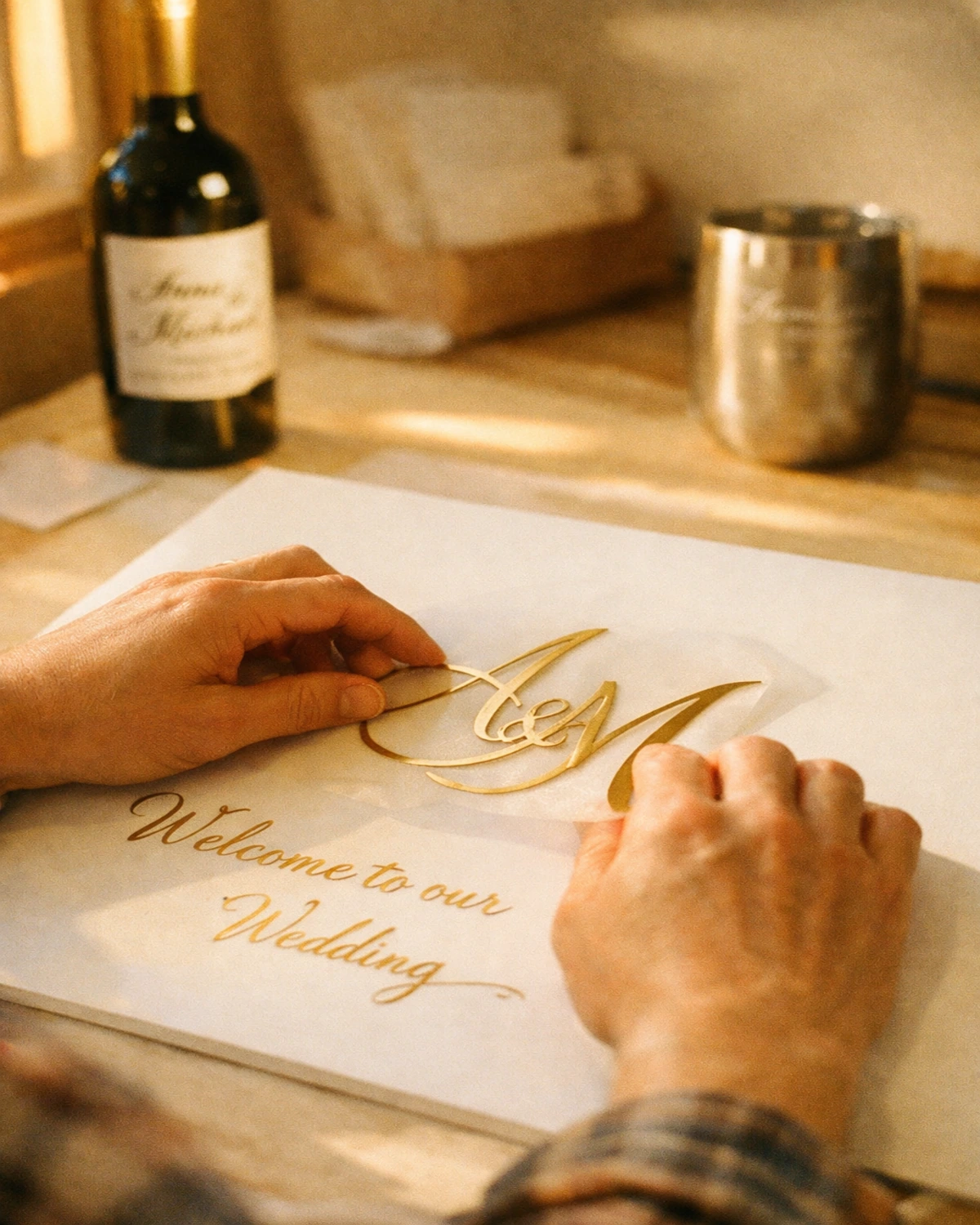 Custom wedding products being crafted at GDHQ